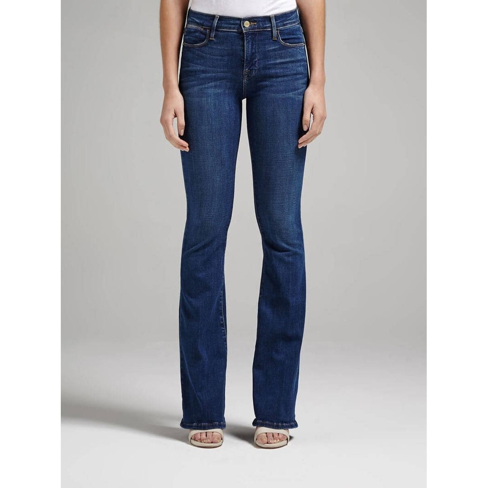 FRAME Le High Flare BootCut Jeans in Alla Blue Stretch Denim Women 28 USA Made